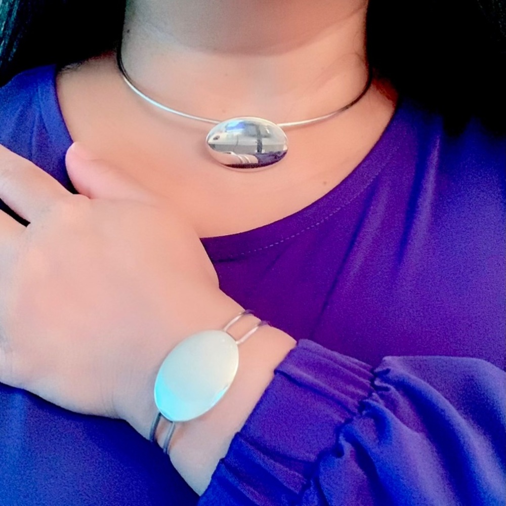 Tiffany & Co. Silver Round ID Cuff Bracelet with Tiffany Blue Box - Picture 2 of 12